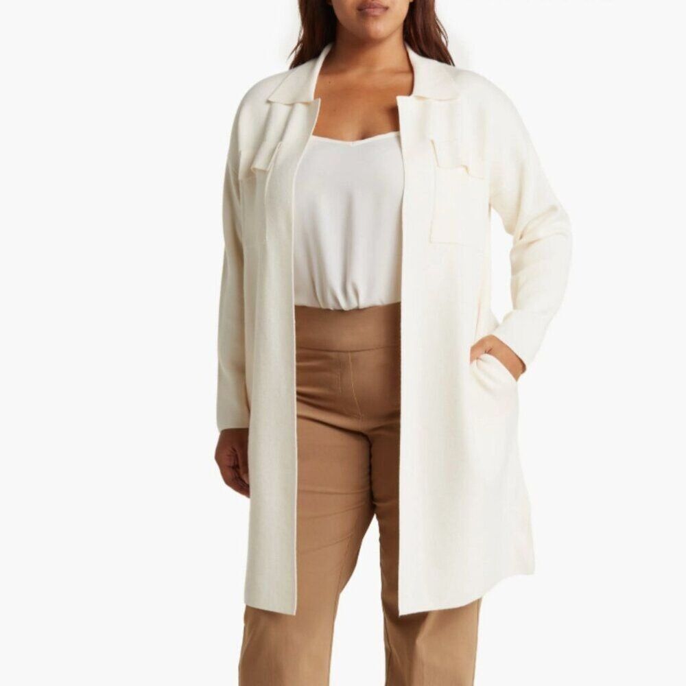 By Design Lola Notch Collar Tunic Cardigan 2X, Color GARDENIA